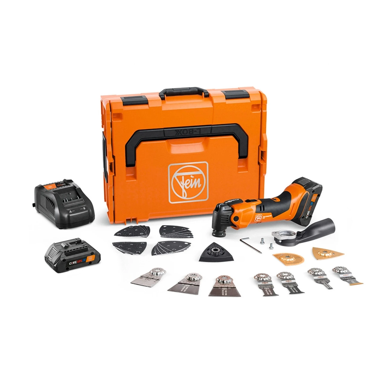 FEIN 71293861090 NEW AmpShare MultiMaster AMM500 Top Kit AS, Cordless Oscillating Multi-Tool With 2x 4 Ah Procore Batteries, Charger, And Full Accessory Kit In L-Box 2 FEIN 71293861090 NEW AmpShare MultiMaster AMM500 Top Kit AS, Cordless Oscillating Multi-Tool With 2x 4 Ah Procore Batteries, Charger, And Full Accessory Kit In L-Box
