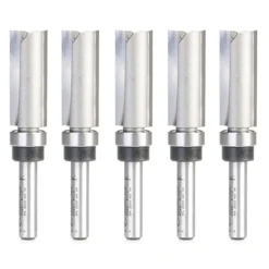 Amana Tool 45461-5, 5-Pack Carbide Tipped Flush Trim Plunge Template 1/2 D X 1-1/4 CH X 1/4 Inch SHK W/ Upper Ball Bearing Router Bits