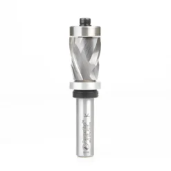 Amana Tool 57178 Solid Carbide (Brazed To Steel Shank) Spiral Flush Trim Compression 7/8 D X 1-1/8 CH X 1/2 Inch SHK W/ Upper And Lower Ball Bearing Router Bit